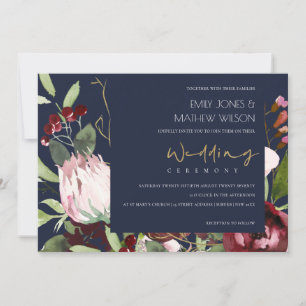 NAVI ROSA BURGUNDER PROTEA BLUMENHOCHZEIT EINLADUNG