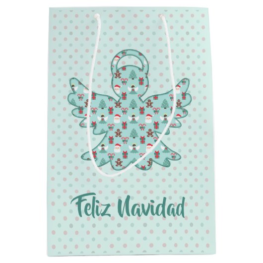 Navidad Angel Cutout Mittlere Geschenktüte (Vorderseite)