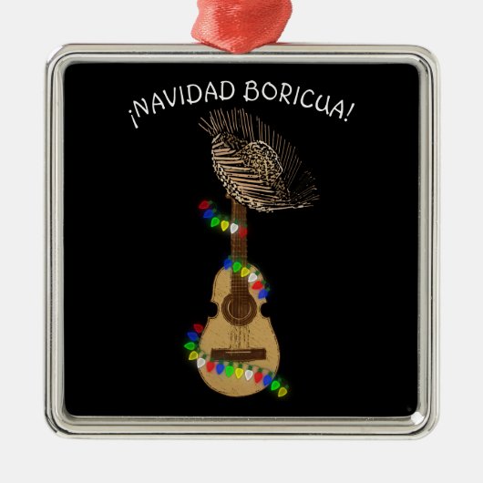 Navidad Boricua Cuatro Puertorriqueno Ornament Aus Metall (Vorne)