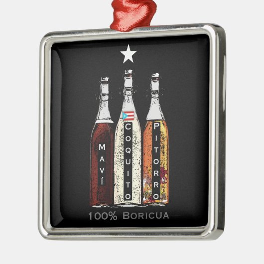 Navidad Boricua Puerto Rico Traditionelle Getränke Ornament Aus Metall (Links)