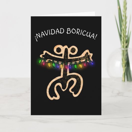 Navidad Boricua Xmas Coqui Taino Dankeskarte (Vorderseite)