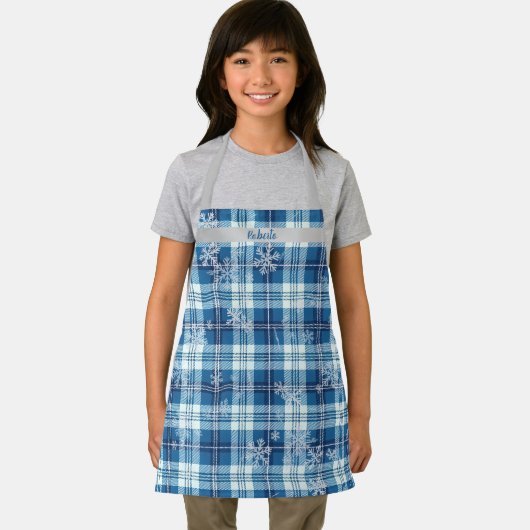  Navidad Elegante Cuadriculado Azul  Schürze (Insitu)