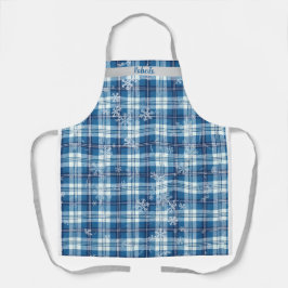  Navidad Elegante Cuadriculado Azul  Schürze