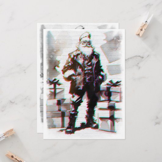 Navidad Punk (Santa pared). Karte (Vorderseite/Rückseite Beispiel)