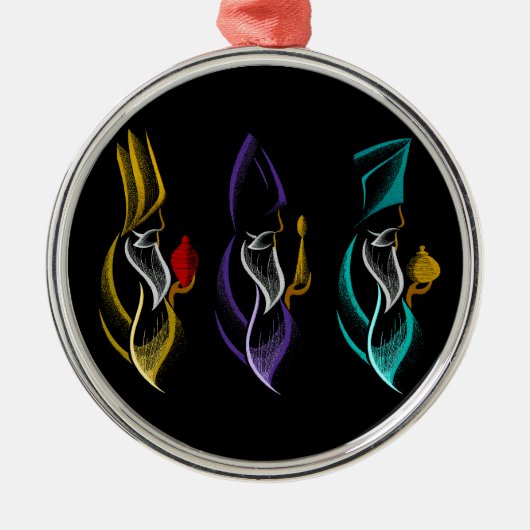 Navidad Reyes Magos estilo bordado Ornament Aus Metall (Vorne)