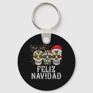 Navidad Sugar Skulls Reindeer Santa Mexican Christ Schlüsselanhänger