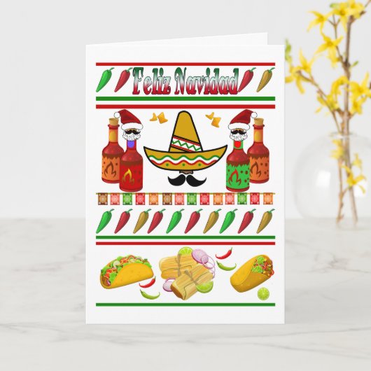 Navidad Ugly Sweater Pattern Weihnachten Karte (Gelbe Blume)