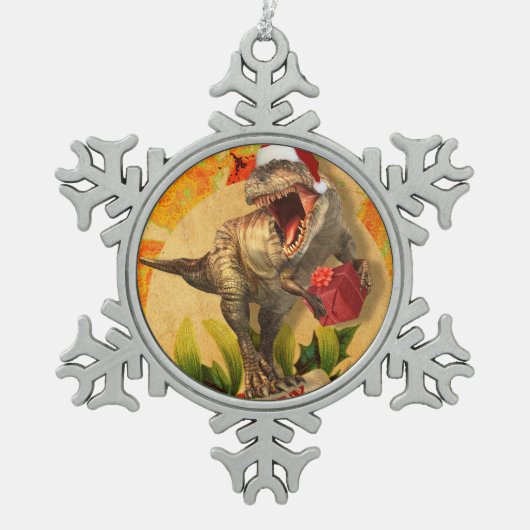 Navidades Jurásicas (I) Schneeflocken Zinn-Ornament (Vorderseite)