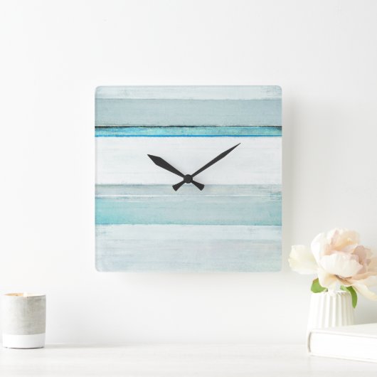 'Navigate' Blaue Abstrakte Kunst Quadratische Wanduhr (Zuhause)