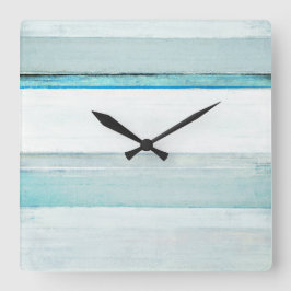 'Navigate' Blaue Abstrakte Kunst Quadratische Wanduhr