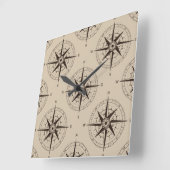 Navigation Compass Pattern Quadratische Wanduhr (Winkel)