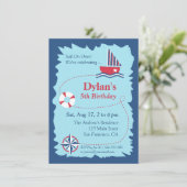 Navigation Map, Nautical Birthday Party Einladung (Stehend Vorderseite)