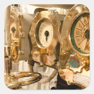 Navigational Gauges and Instruments on Submarine Quadratischer Aufkleber