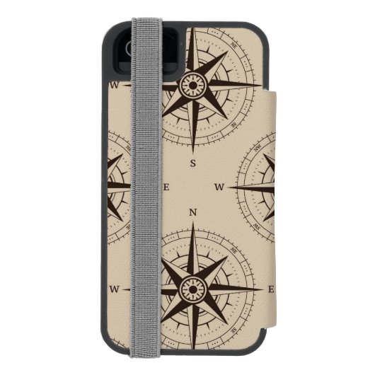Navigations-Kompass-Muster Incipio iPhone Geldbeutel-Hülle (Folio Rückseite)