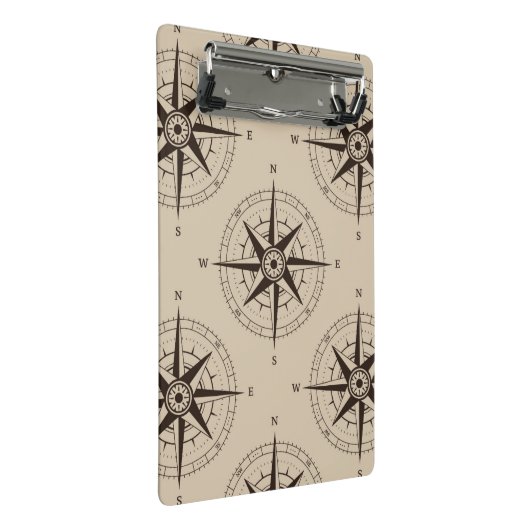 Navigations-Kompass-Muster Mini Klemmbrett (Schrägansicht)
