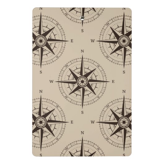Navigations-Kompass-Muster Mini Klemmbrett (Rückseite)