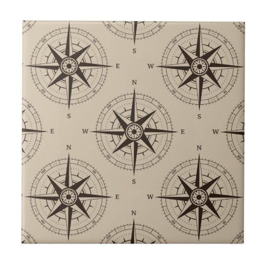 Navigationskompassmuster Fliese (Vorderseite)