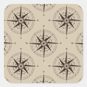 Navigationskompassmuster Quadratischer Aufkleber