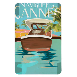 naviguer à Cannes (Segeln auf dem Schiff) Vintage Magnet