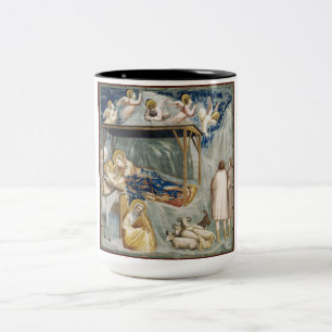 Navitity (Geburt Jesu Christi) (von Giotto) Zweifarbige Tasse