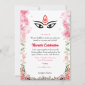 Navratri Durga Puja Celebration Blumenfarben Einladung (Vorderseite)