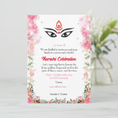 Navratri Durga Puja Celebration Blumenfarben Einladung (Stehend Vorderseite)