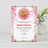 Navratri Durga Puja Celebration Floral Einladung (Stehend Vorderseite)