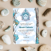 Navratri Durga Puja Celebration Sky Blue Butterfly Einladung