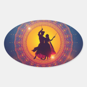 Navratri - Ein Festival der Hingabe und des Tanzes Ovaler Aufkleber