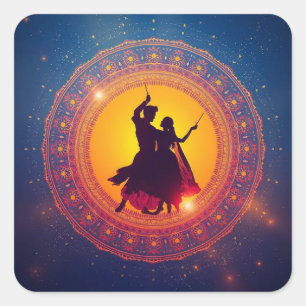 Navratri - Ein Festival der Hingabe und des Tanzes Quadratischer Aufkleber