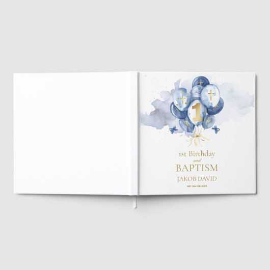 Navy 1. Geburtstag & Taufe Keepake Gästebuch (Voll)