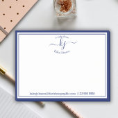 Navy 2 Monogramm-Skript vom Schreibtisch des Post-it Klebezettel