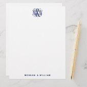 Navy 3 Initial Vine Script Monogram B&G DIY BG Briefbogen