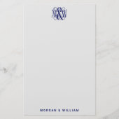 Navy 3 Initial Vine Script Monogram B&G DIY BG Briefpapier (Vorderseite)