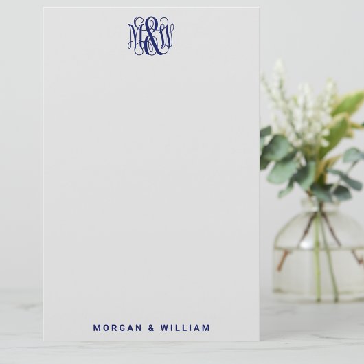 Navy 3 Initial Vine Script Monogram B&G DIY BG Briefpapier