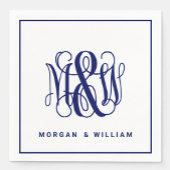 Navy 3 Initial Vine Script Monogram B&G DIY BG Serviette