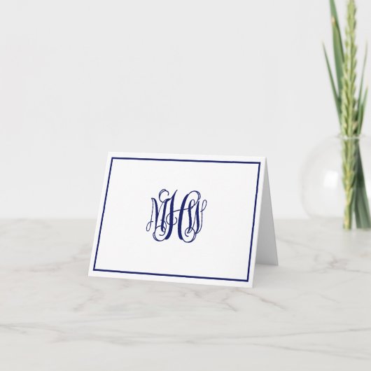 Navy 3 Initial Vine Script Monogram DIY BG (Vorderseite)