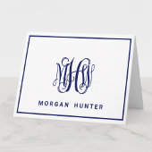 Navy 3 Initial Vine Script Monogram DIY BG