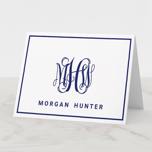 Navy 3 Initial Vine Script Monogram DIY BG