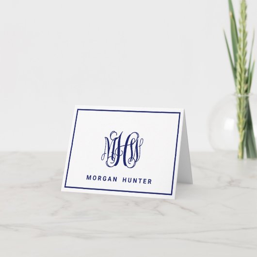 Navy 3 Initial Vine Script Monogram DIY BG (Vorderseite)