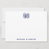 Navy 3 Initial Vine Script Monogram DIY BG Dankeskarte