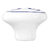 Navy 3 Initial Vine Script Monogram DIY BG Keramikknauf (Seitenansicht)