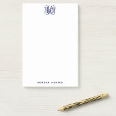 Navy 3 Initial Vine Script Monogram DIY BG Post-it Klebezettel