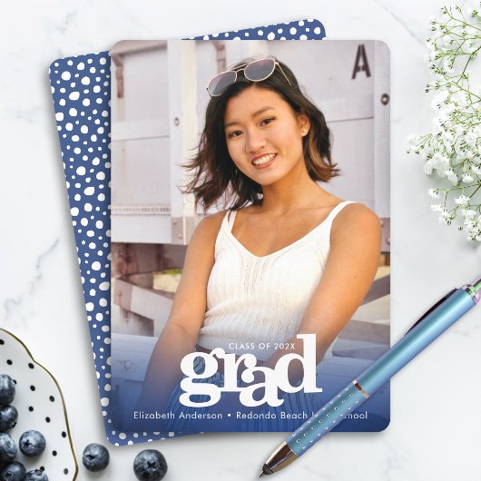 Navy Abschluss Foto fett moderner Typografie Ankündigung