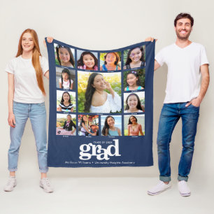 Navy Abschluss K-12 Foto Collage Bold modern Fleecedecke