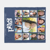 Navy Abschluss K-12 Foto Collage Bold modern Fleecedecke (Vorderseite (Horizontal))