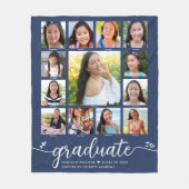 Navy Abschluss K-12 Moderne Script Foto Collage Fleecedecke (Vorderseite)