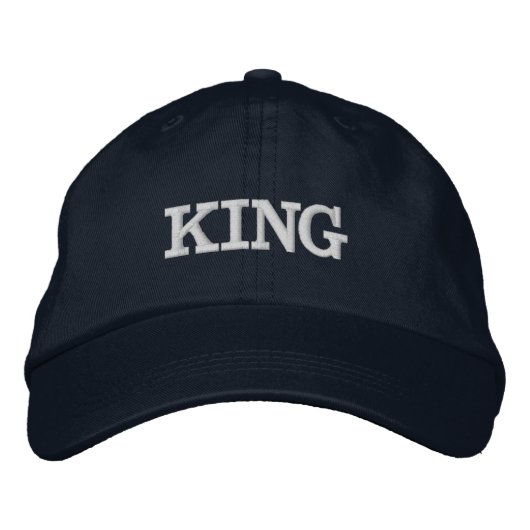 Navy Adjustable Hat mit kühlem KING Atemberaubend Bestickte Baseballkappe (Vorderseite)