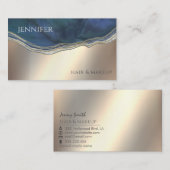 Navy-Agate Geode Chic Gold metallisch Visitenkarte (Vorne/Hinten)