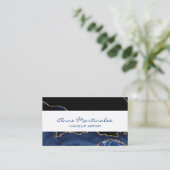 Navy Agate Gold Glitzer Business Card Visitenkarte (Stehend Vorderseite)